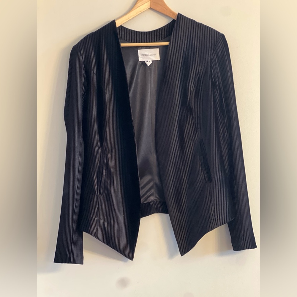 BCBGeneration Black Velvet‎ Corduroy  Tuxefo-Style Blazer